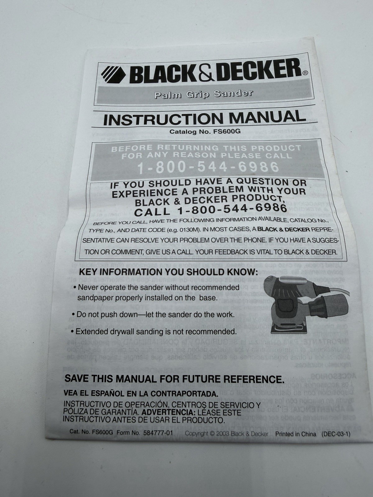 Black+Decker FS600G Type 1 1/4 Sheet Finishing Palm Sander Corded W Bag Working