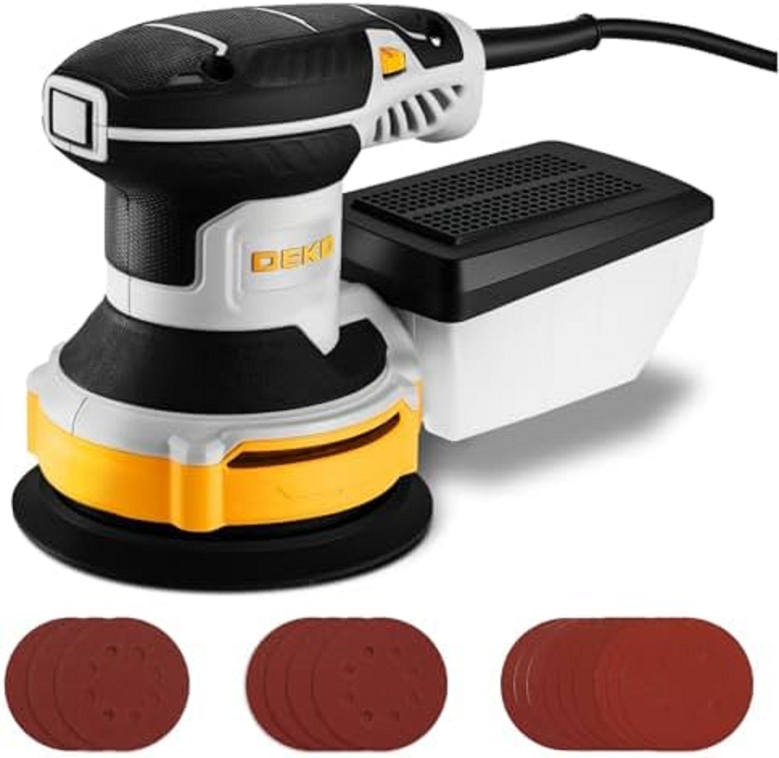 Orbital Sander Corded Hand Sander: 5″ Random Orbital Sander with Dust Box, 6 Va