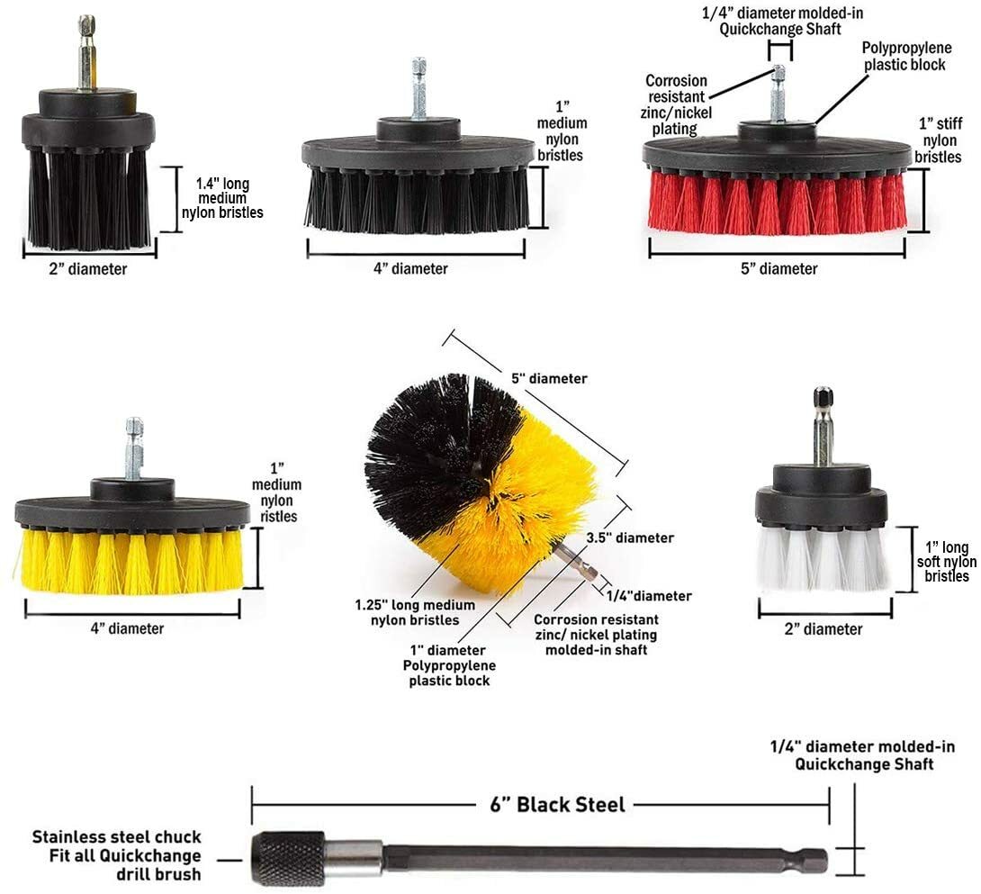22x All Purpose Cleaning Kit Electric Drill Brush Attachment Set Power Scrubber