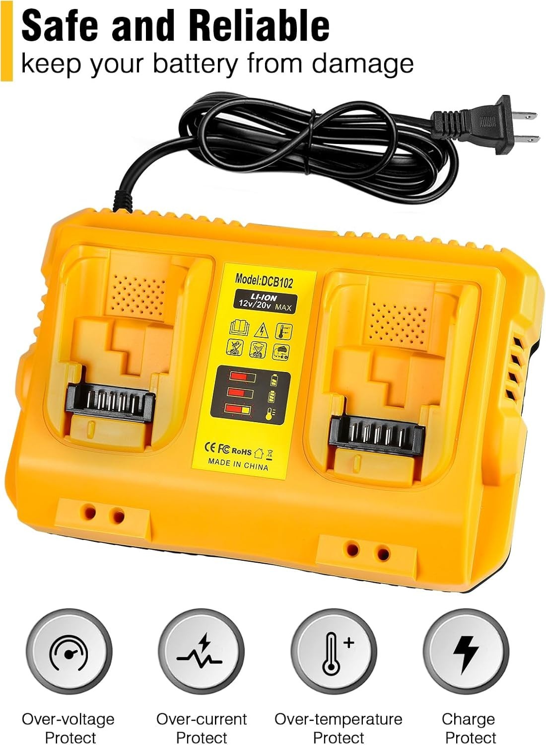 2Pack For DeWalt 20V 20 Volt Max XR 12.0AH Lithium Battery DCB206-2/Dual Charger