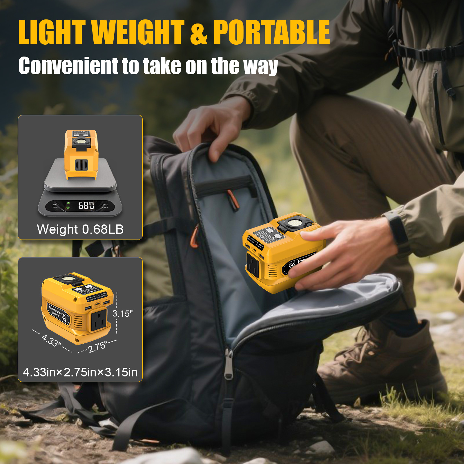 220W Power Inverter Compatible with Dewalt 20V Battery – DC 20V to 110V AC