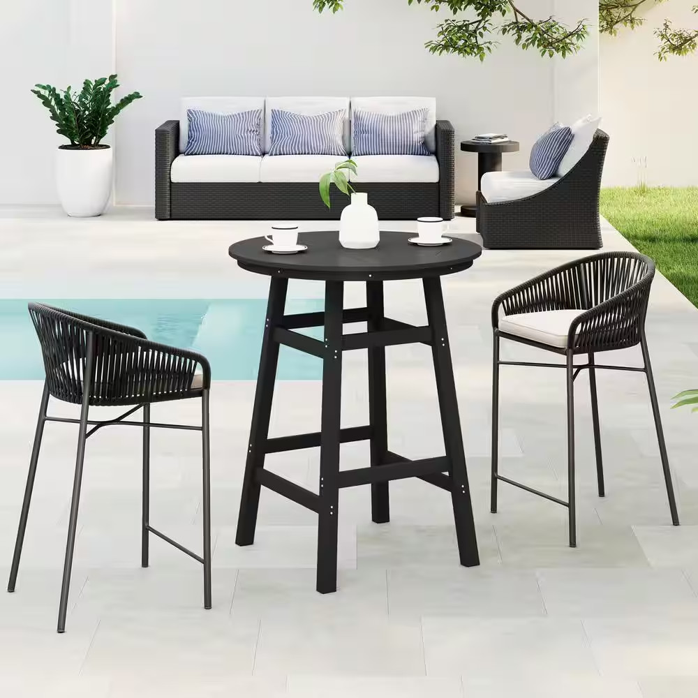 Laguna 35 In. round HDPE Plastic All Weather Bar Height High Top Bistro Outdoor