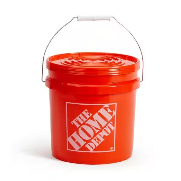3 Qty 2 Gallon Orange Paint Buckets Heavy Duty Plastic Mixing Pail w Handle