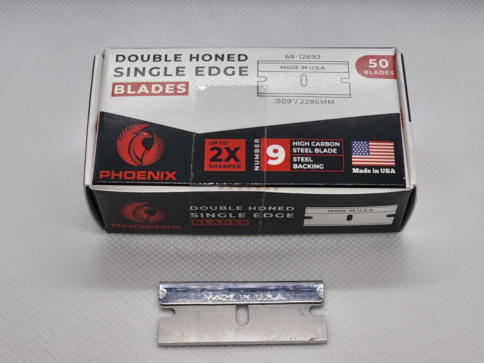Phoenix – 50 Extra Sharp Single Edge Razor Blades – Made In USA – Double Honed