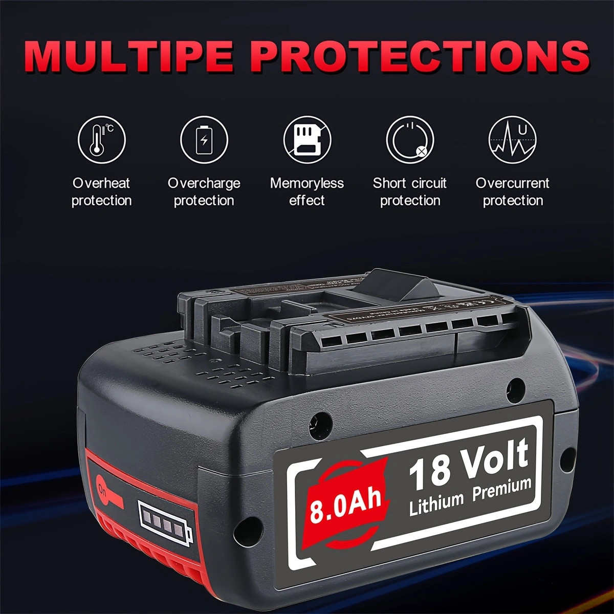 2PACK 18V Battery 18 VOLT 8.0AH Li-ion BAT609 BAT610G BAT618 24618-01 For Bosch