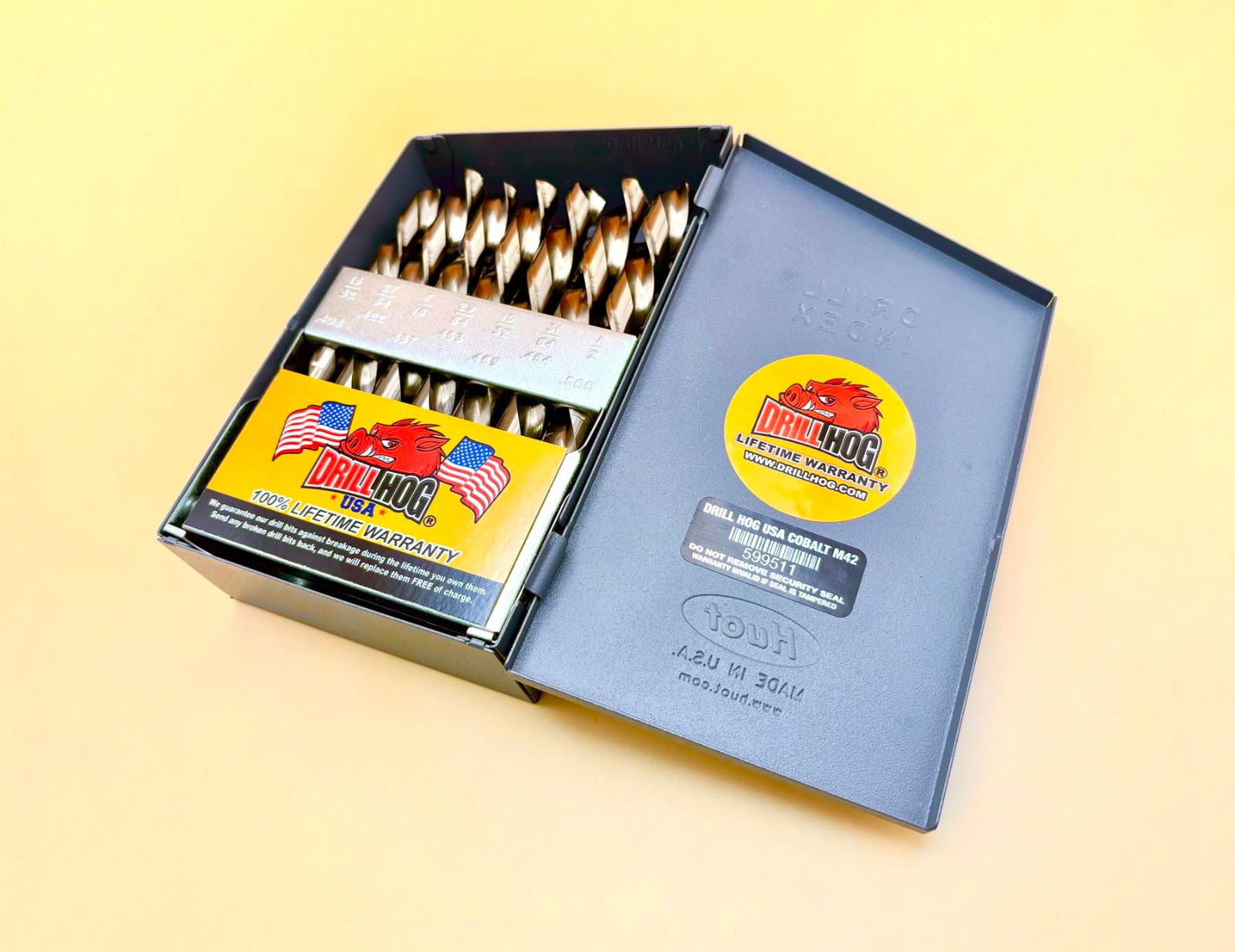 29 Pc Cobalt Left Hand Drill Bit Set 29 Cobalt Bits Drill Hog® Lifetime Warranty