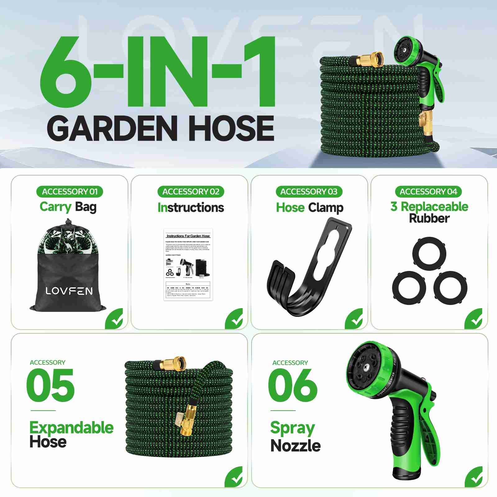 Outdoor Expandable Flexible Garden Water Hose Magic Pipe 20/40/60/80/120ft