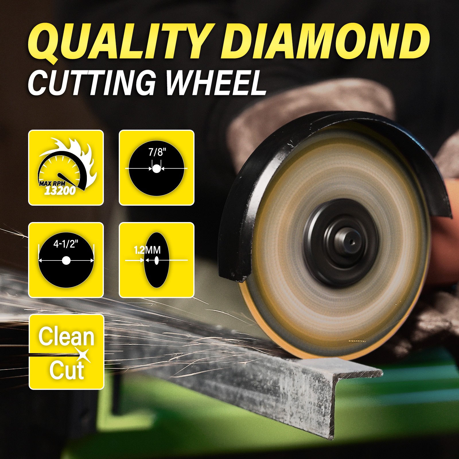 3 Pack 4.5″ Diamond Cutting Wheel Metal Disc 115mm 7/8″ Arbor Angle Grinder
