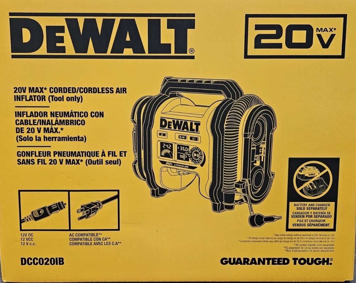 DeWALT DCC020IB 20V High-Pressure Corded Cordless Air Inflator 2025