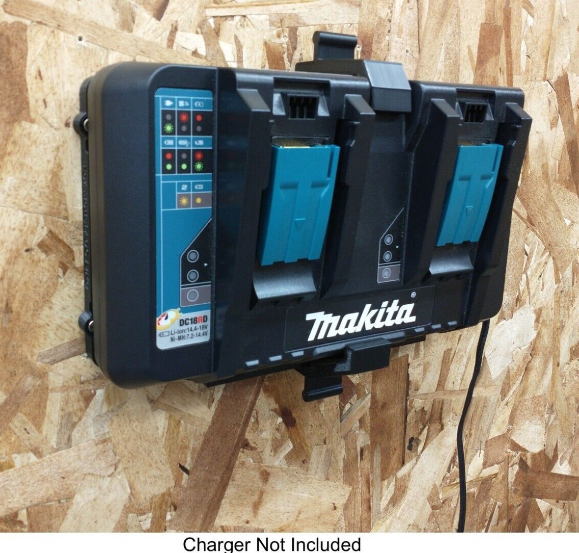 Wall Mount For Makita DC18RD 2-Battery Charger, Made in USA