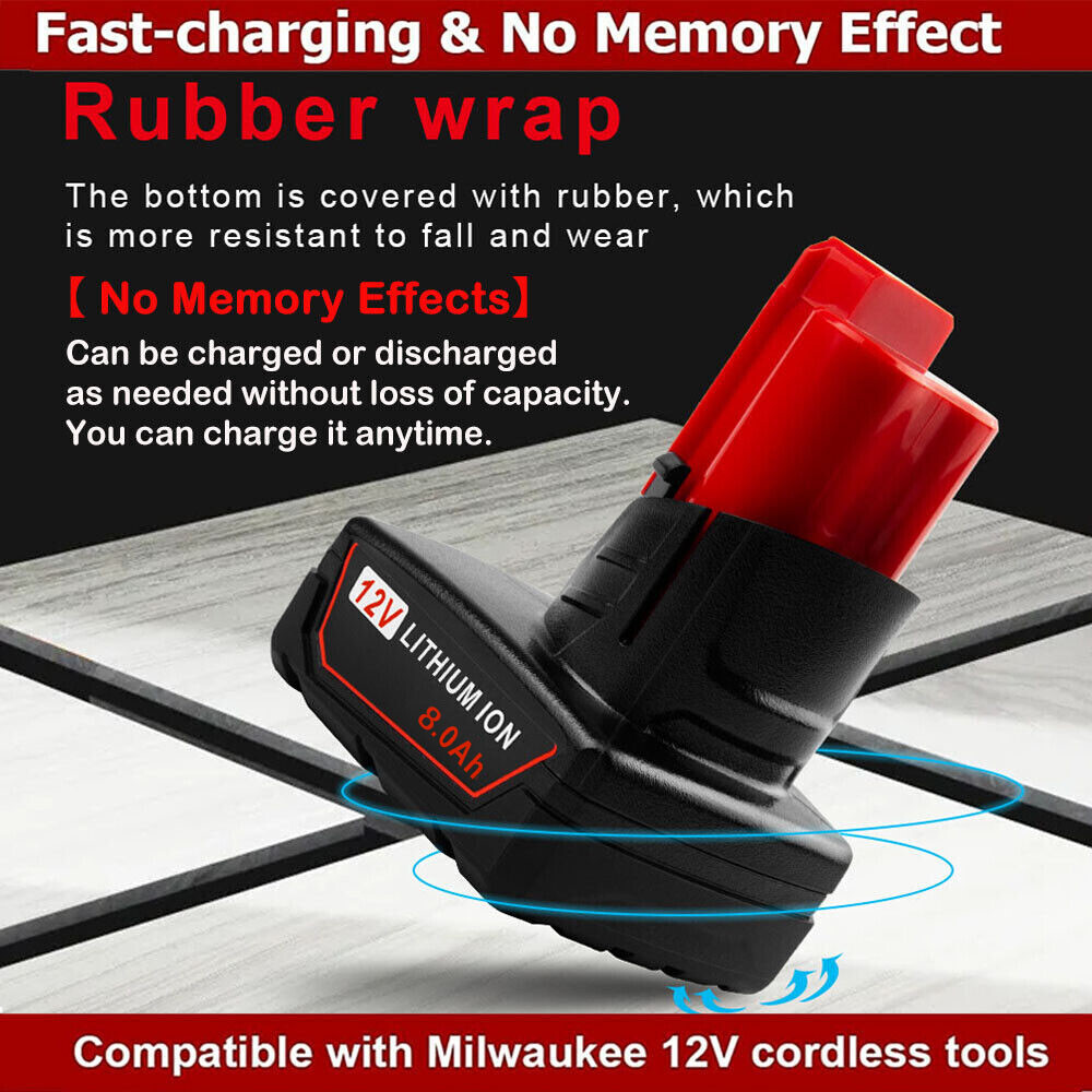 Battery for Milwaukee M12 48-11-2460 48-11-2480 12V XC Lithium Drill Brand New