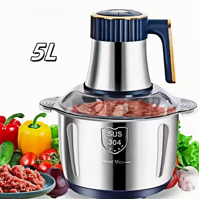1.32gal Large Capacity Electric Food Processor & Meat Grinder – Heavy-Duty Stain