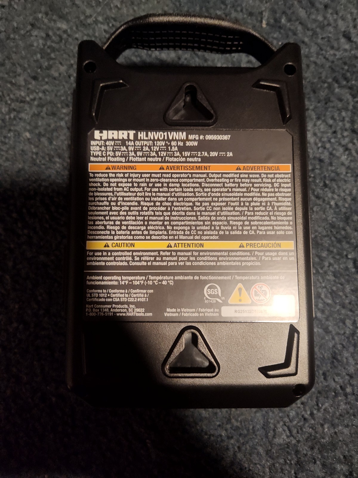 HART 40V 300 Watt Battery Powered Power Source LED LightBATTERY NOT INCLUDED