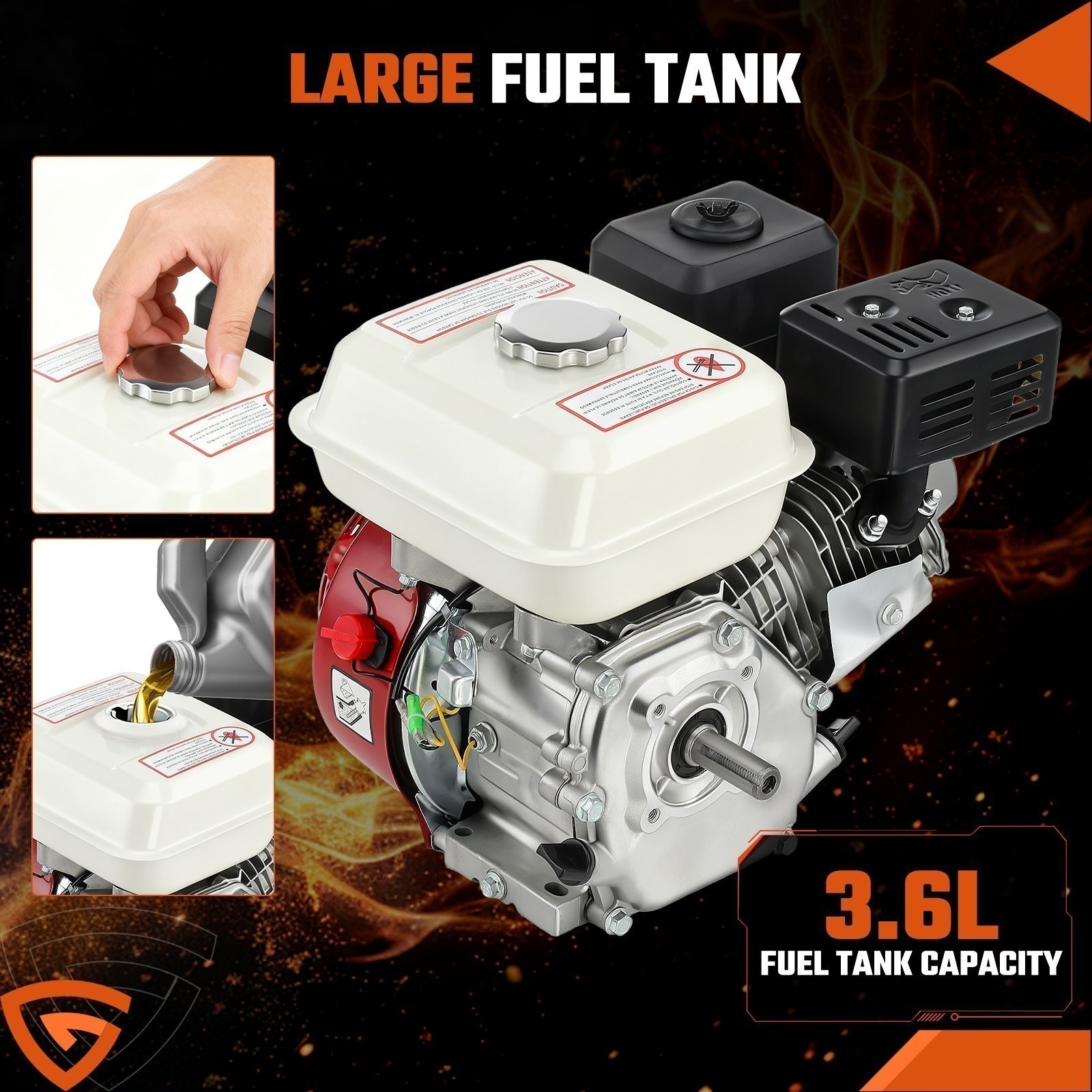 212cc 4-Stroke 7HP Manual Start Horizontal Engine For Go Kart Gas Engine Motor