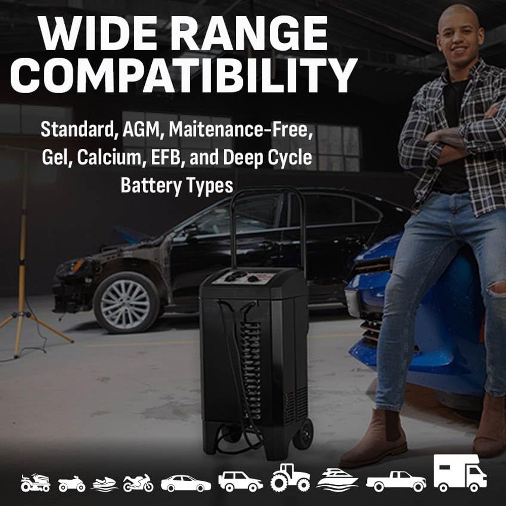 Electric Wheeled Manual 10A Car Battery Charger and 250A Engine Starter
