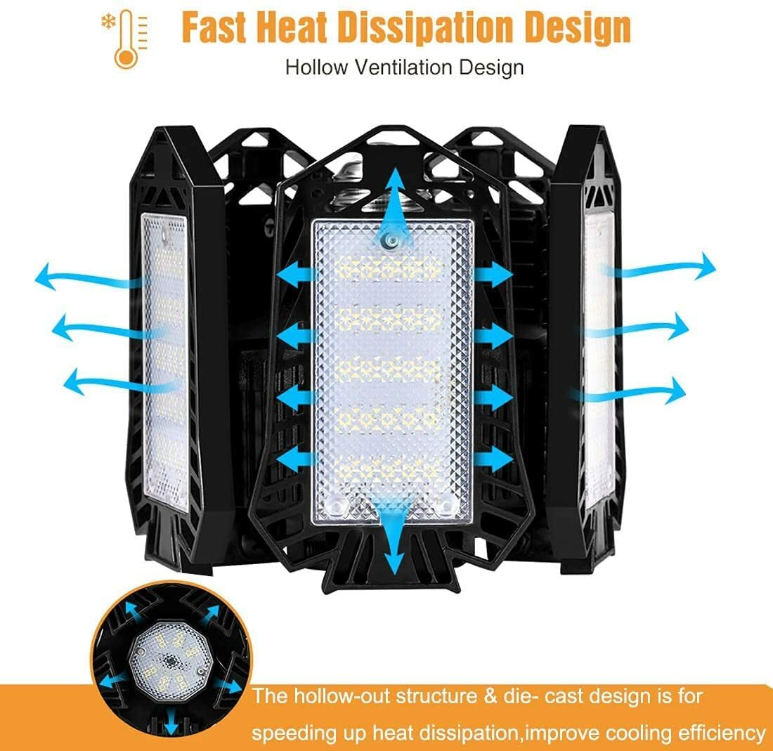2 Pack LED Garage Lights 150W,15000lm Deformable Garage Ceiling Light Shop Light