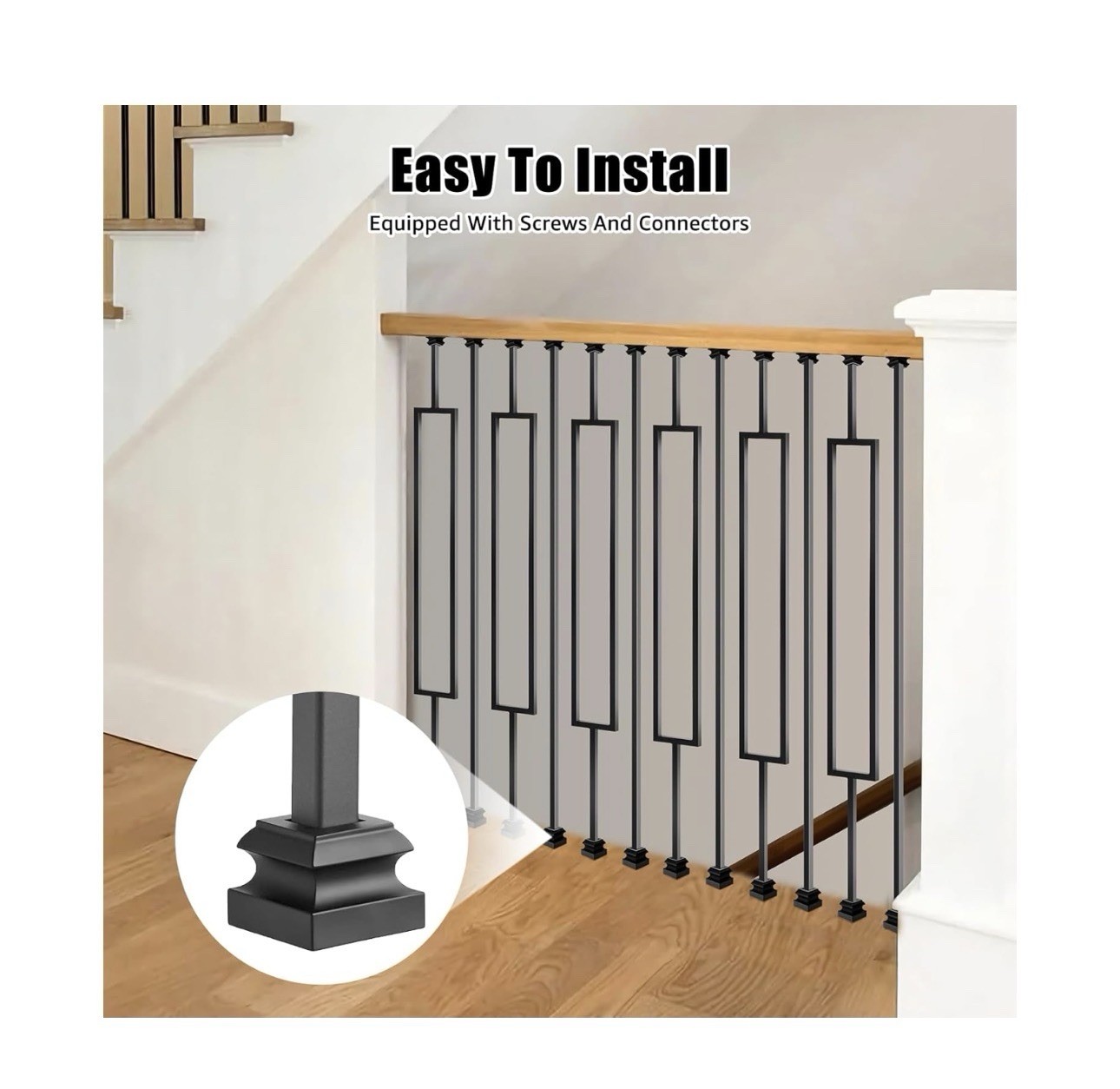 16 Pack Rectangular Hollow Stair Spindles 44 Inches, 1/2″ Iron Balusters for …
