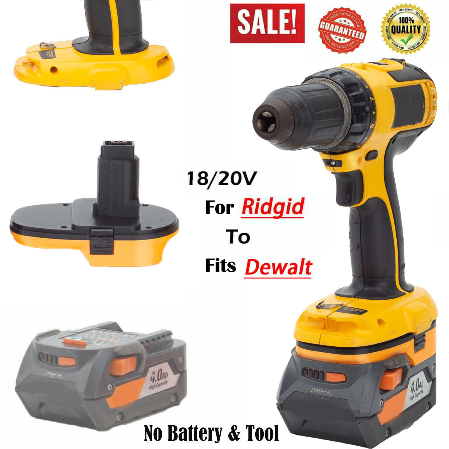 Adapter For Ridgid 18V AEG Lithium Battery Convert to For Dewalt 18V Ni-Cd Tools