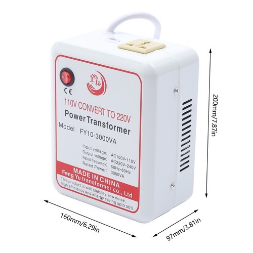 3000W US 110V-220V Power Transformer only Step-up Voltage Converter 160x97x200mm