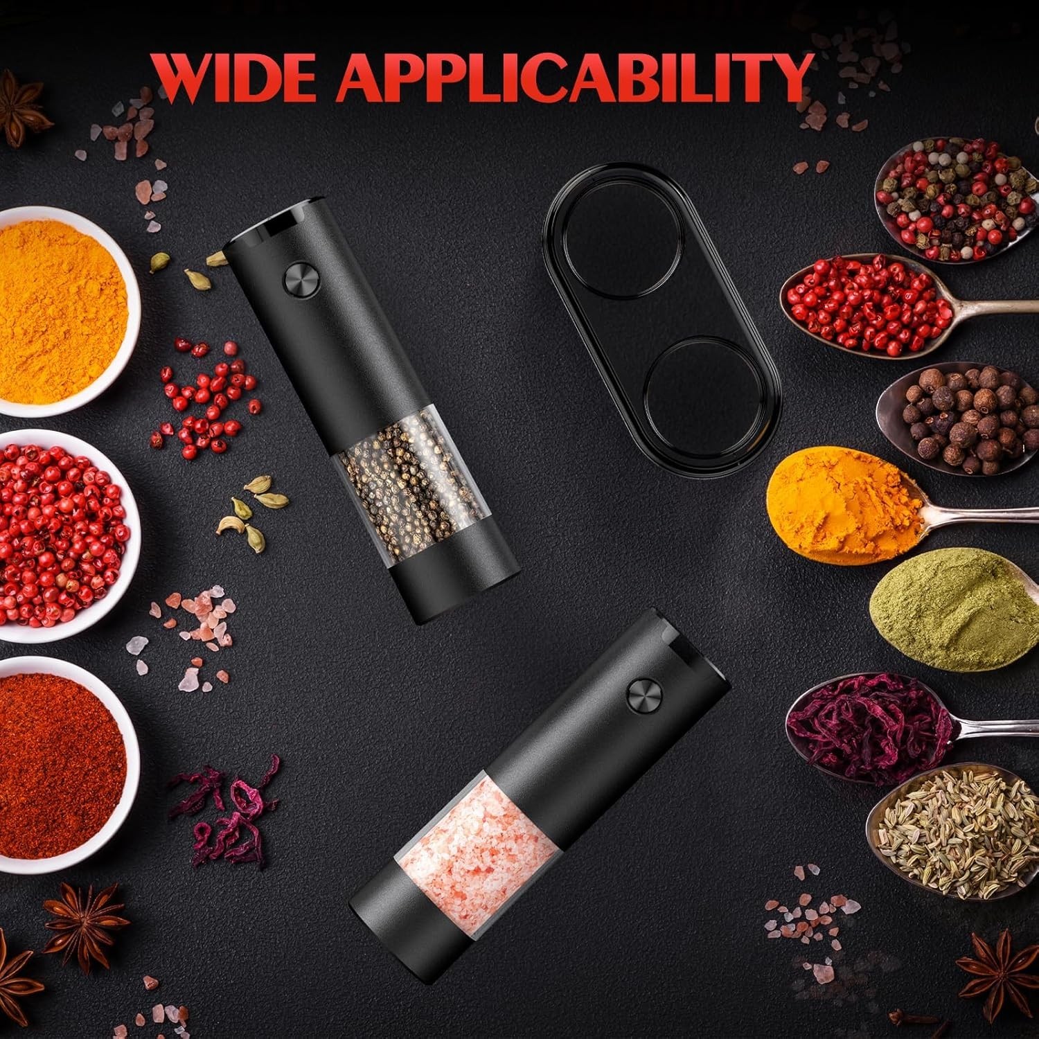 Electric Salt and Pepper Grinder Set, Automatic, Adjustable, Gift, 2 Pack