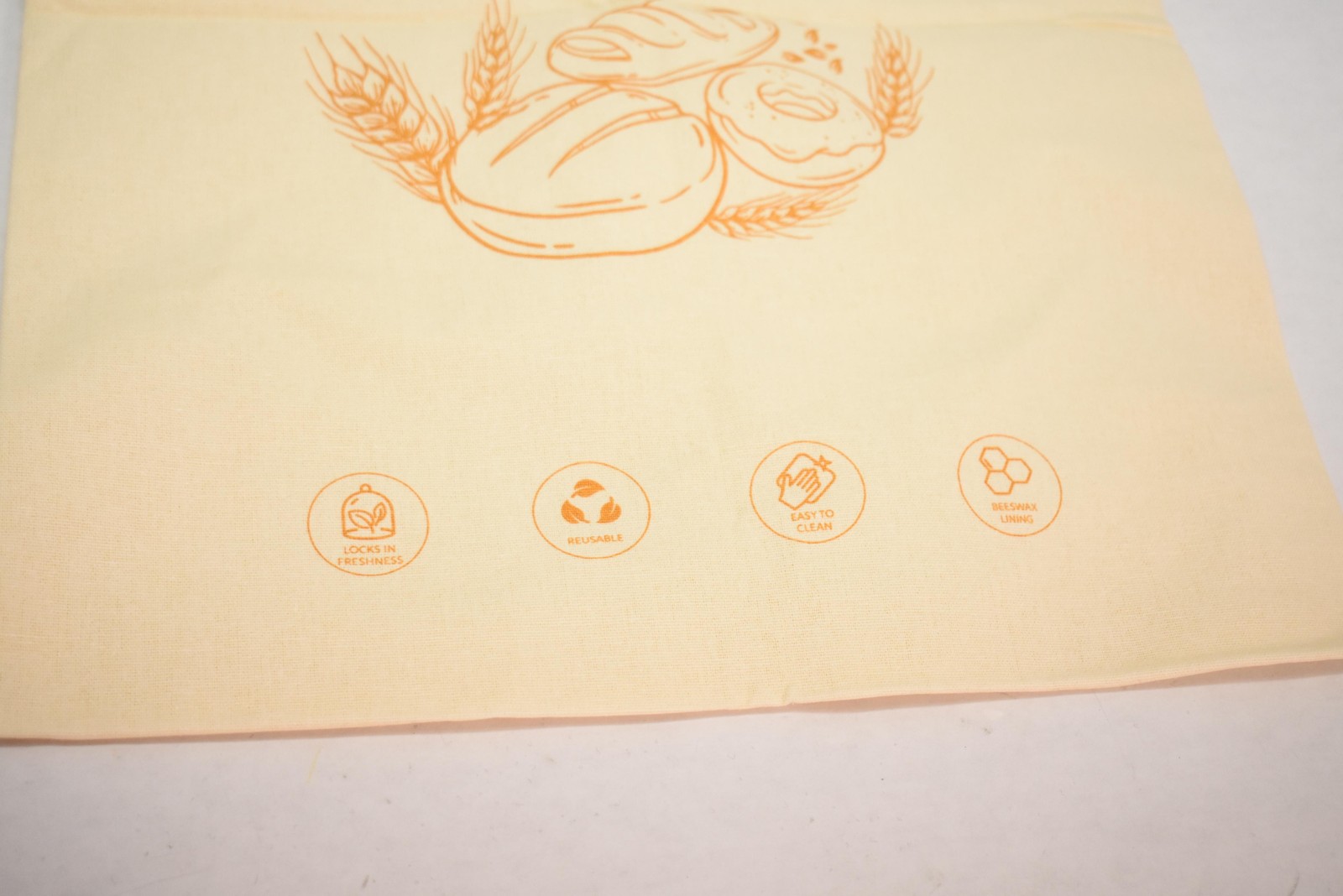 Beeswax Bread Bags Large 20×11 Beige Cotton Lunch Reusable Easy Clean Eco