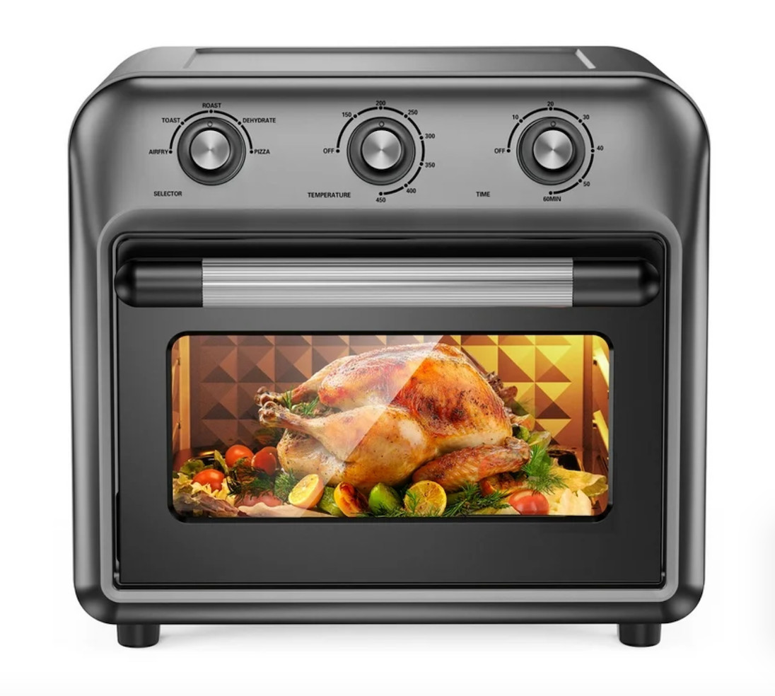 19QT Air Fryer Toaster Oven With Convection, 5 in 1 Oil Free Cooker, 1500W Black