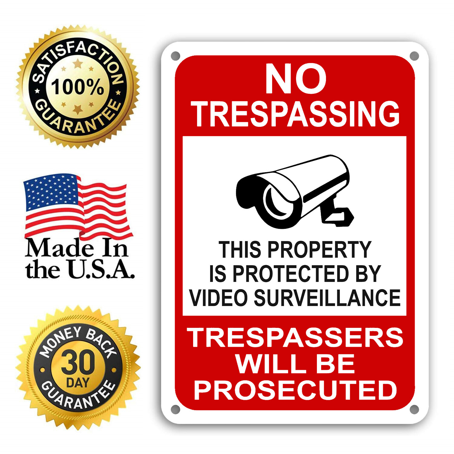 Property Protected By Video Surveillance Warning Security Camera Sign cctv 7×11″