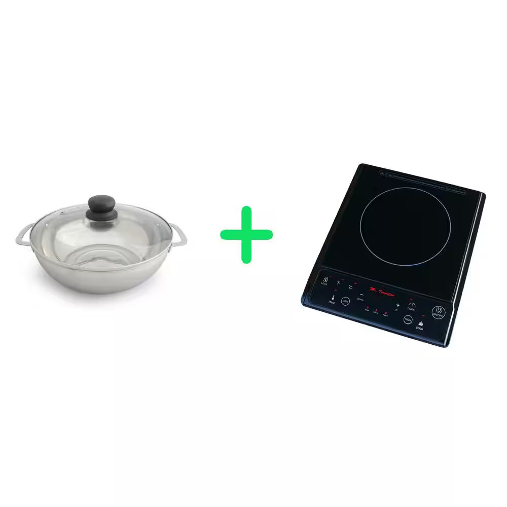 1300-Watts 7.5 In. Single Burner Induction Cooker (Black) with 3.5L Induction Re