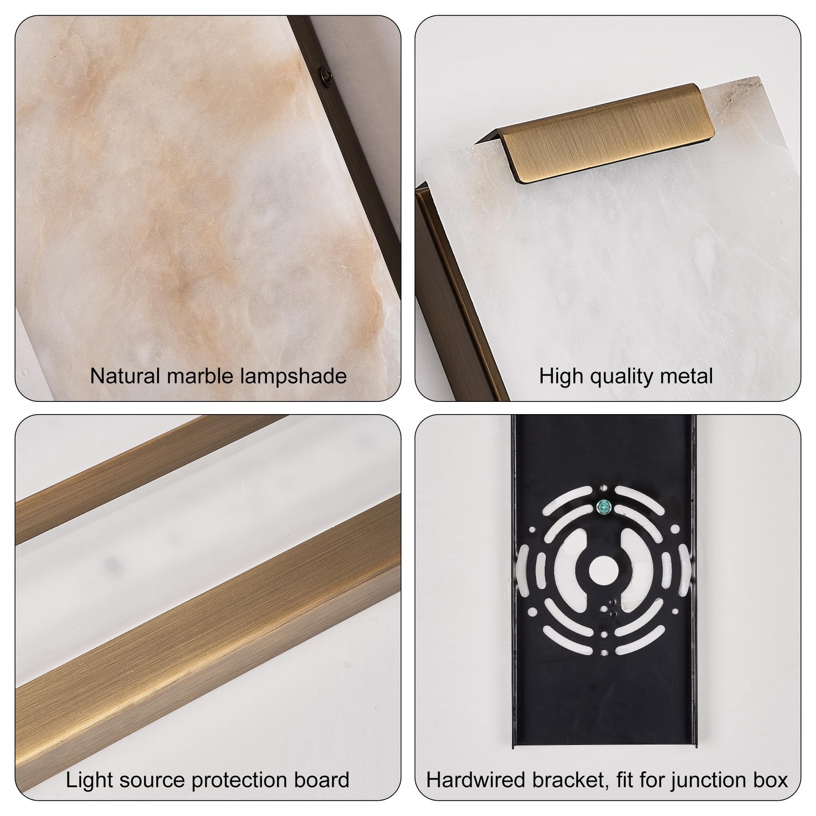 14.2 in Brass Alabaster Wall Sconces, Natural Marble Wall Sconces Indoor Alab…
