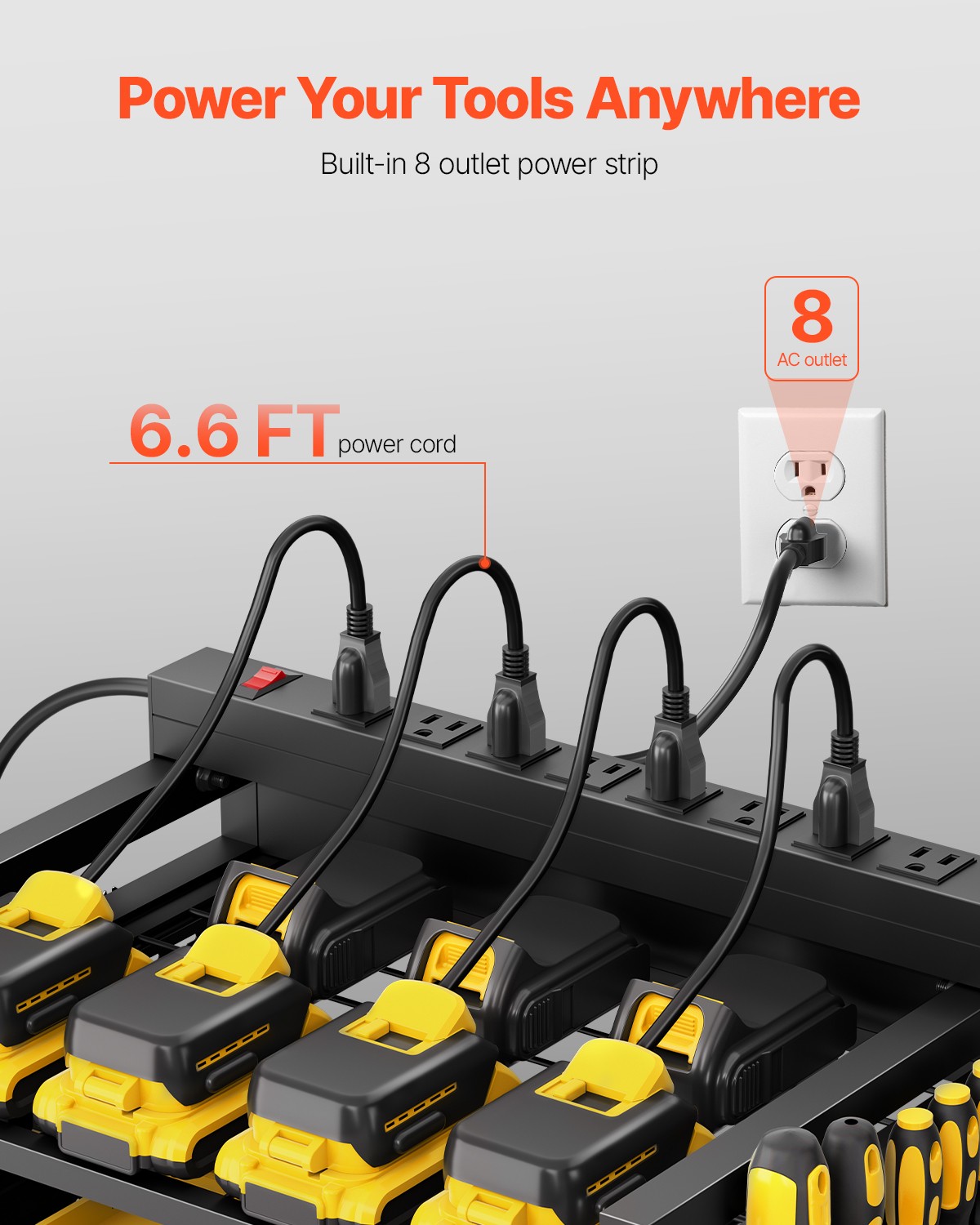 VEVOR 4-tier Tool Organizer Cart with Charging Station Garage Cart on Wheels