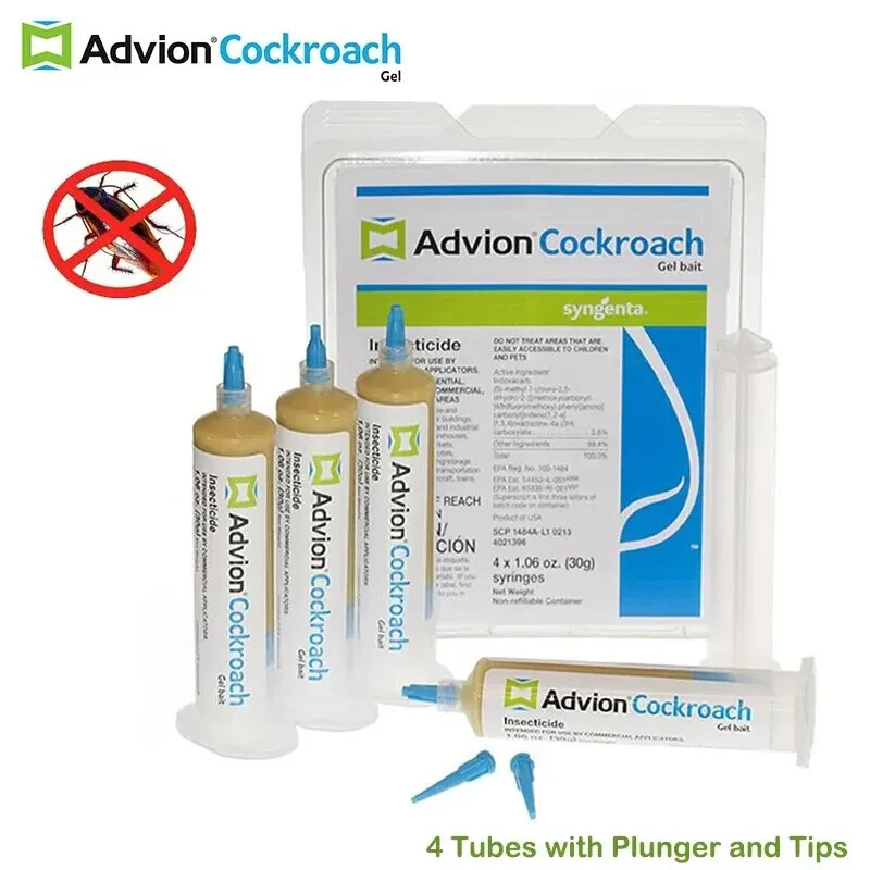 4 Tubes Advion Cockroach German Roach Control Bait Gel Kill American Brown etc