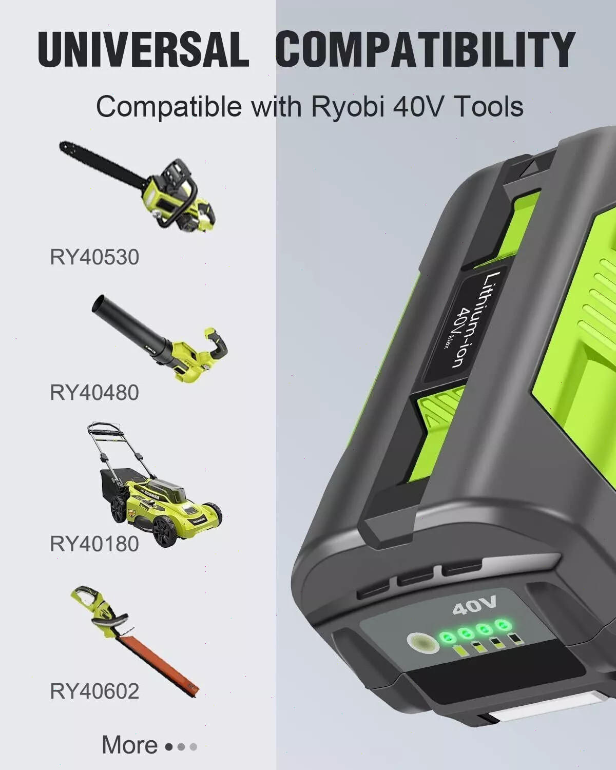 40V 8.0Ah Battery / Charger for Ryobi Lawn Mower OP4015 OP4050A Hedge Trimmer
