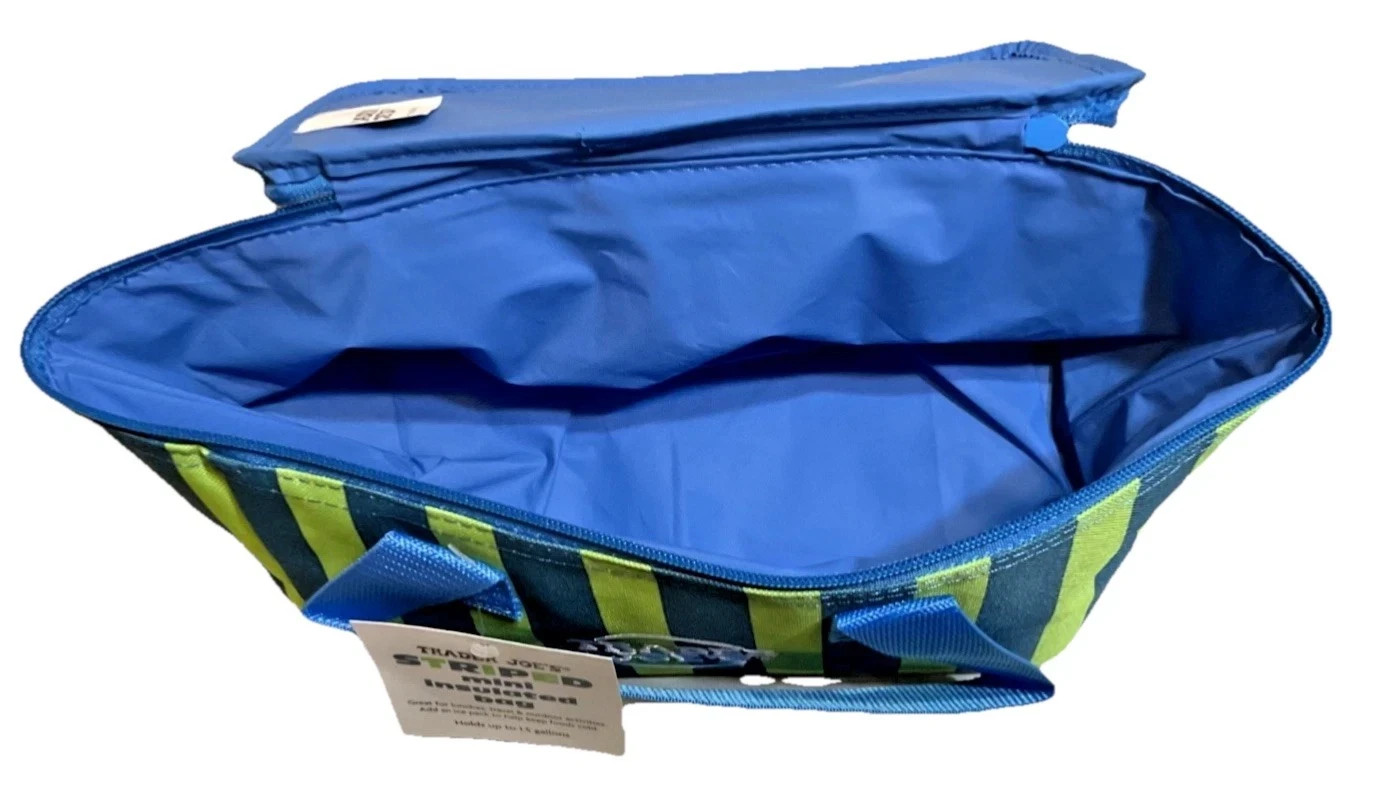 Trader Joe’s Mini Insulated Bag Blue & Green Stripes, Summer 2026 Release