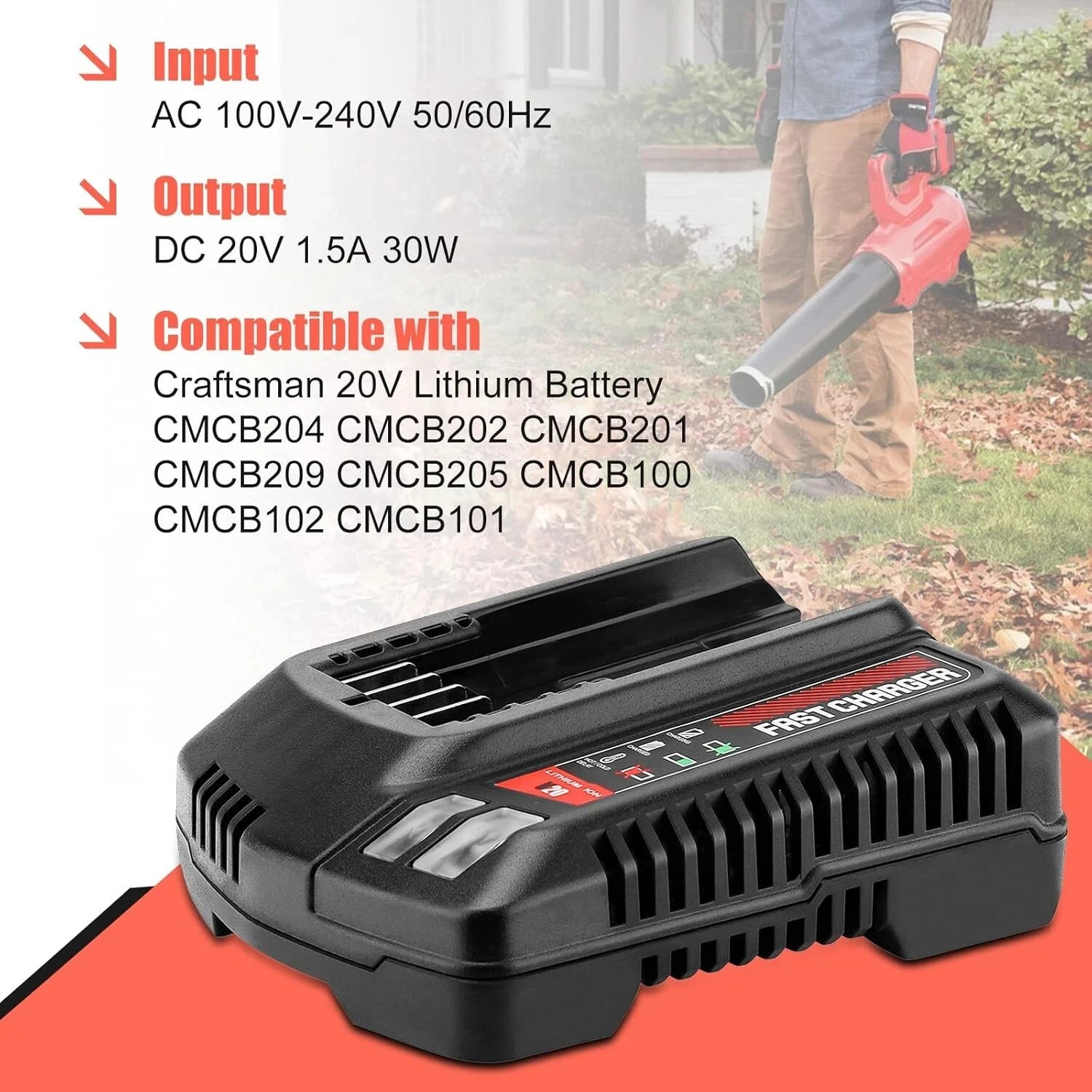 2PACK 20Volt For Craftsman V20 4.0Ah Li-ion Battery CMCB204 CMCB202 /Charger