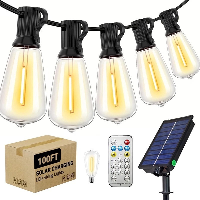 ST38 LED Outdoor Solar Powered String Lights for Patio Yard Porch Party Decor