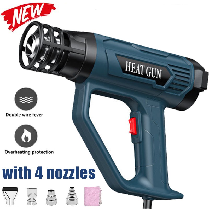 2500W Heat Gun Electric Hot Air Gun Dual Temperature Power Heater 4 Nozzles NEW