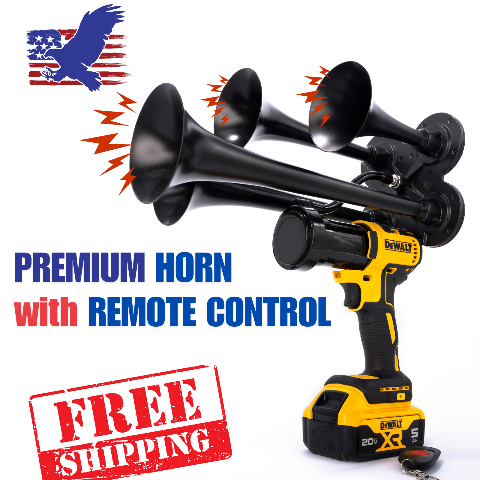 DeWalt 20V Impact Drill Train Air Horn + Remote Control | Assembled in the USA