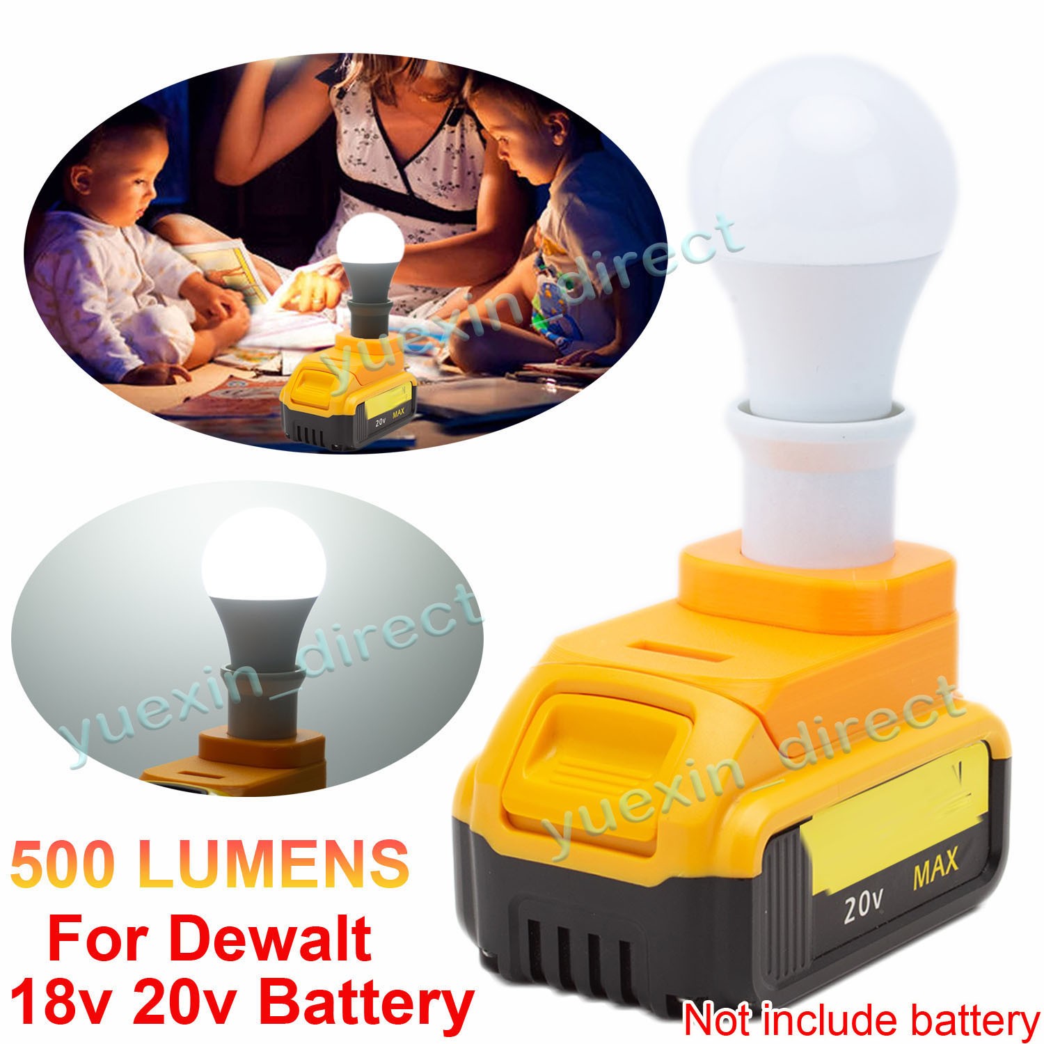 For Dewalt 20V MAX Battery Operated Cordless LED Work Light Bulb Emergency Lamp