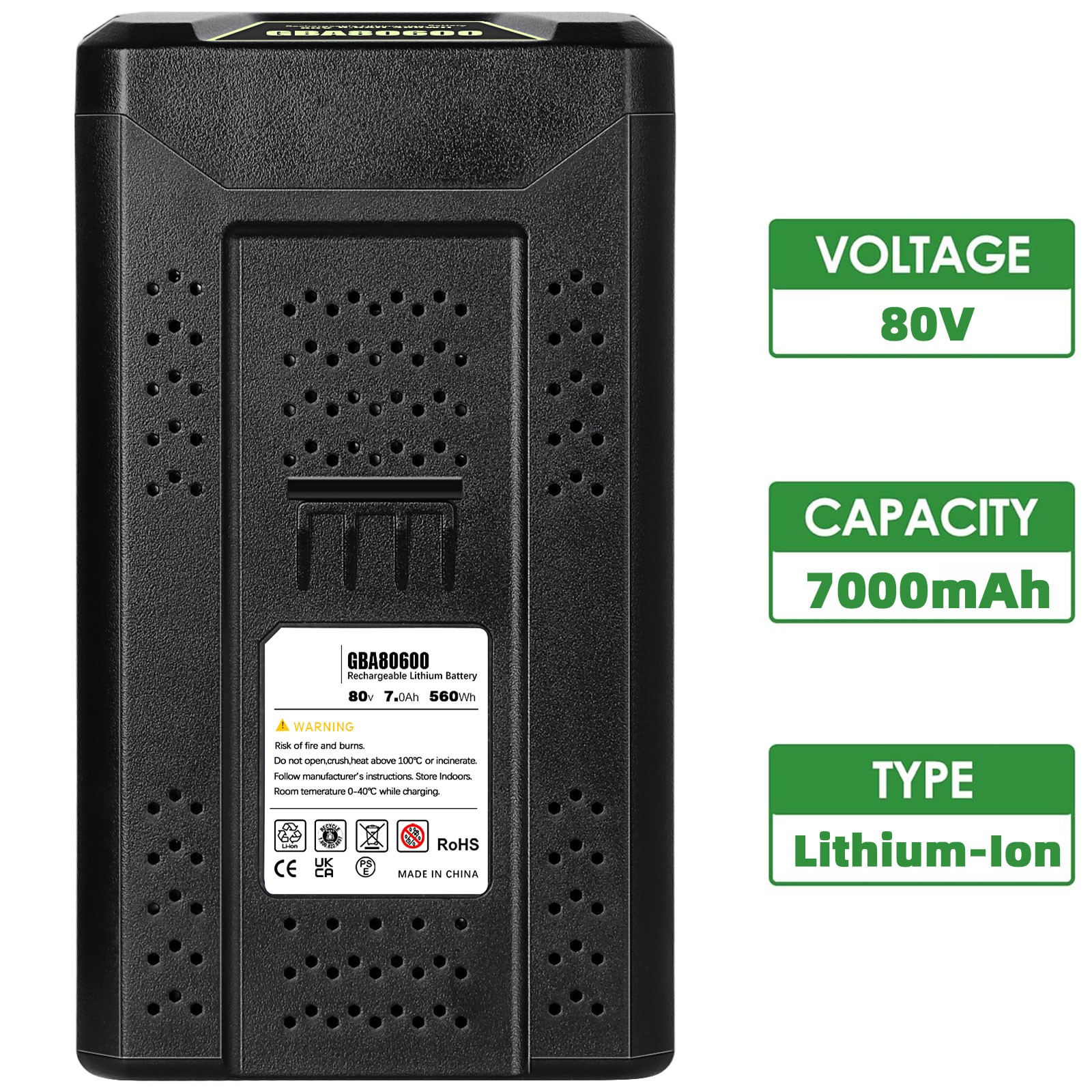 7.0Ah 80V GBA80400 Battery Pack For Greenworks 80 Volt GBA80600 Power Tools NEW