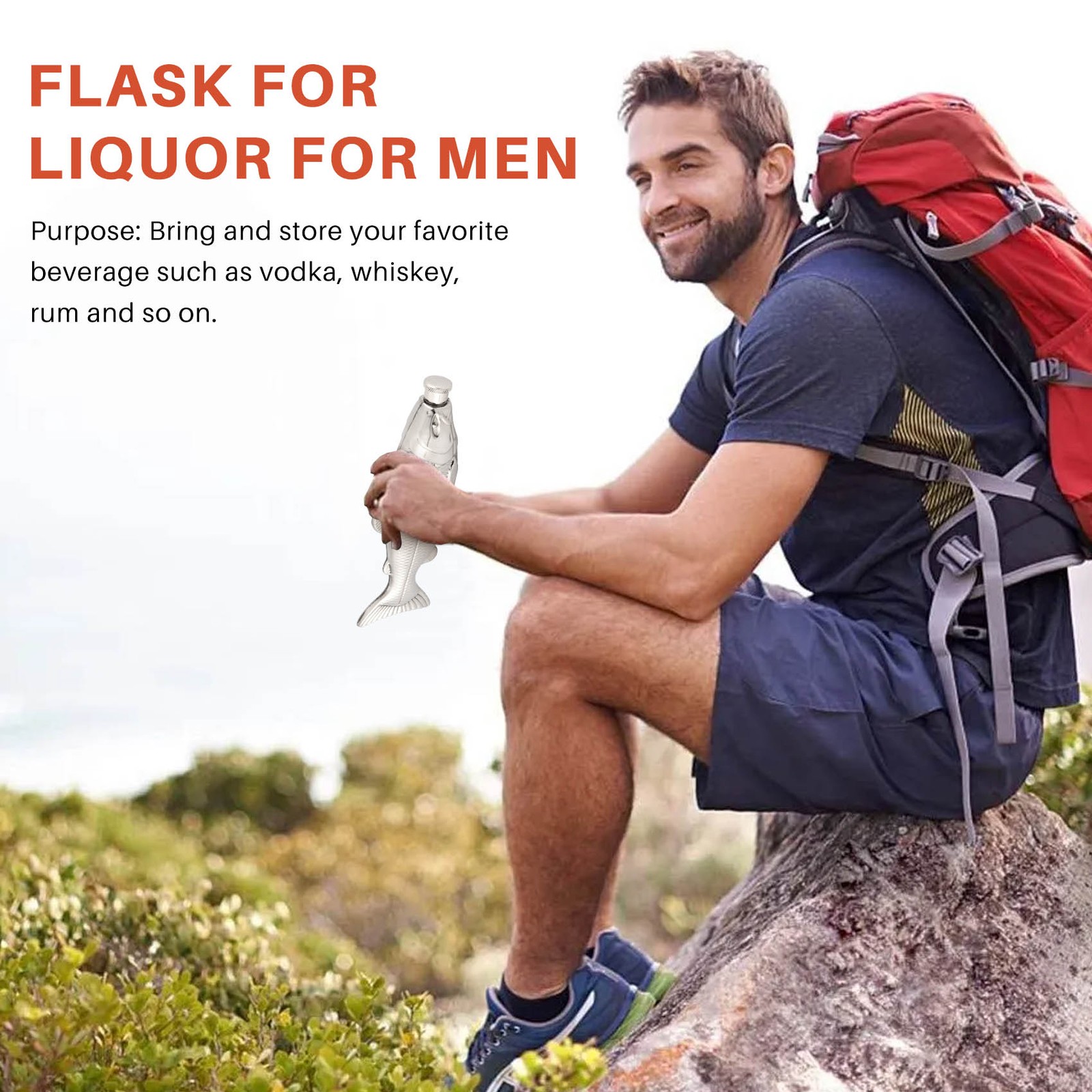 1 Set Fish-Shape Hip Flask 5Oz Bottle Flask Stainless Steel Party8822
