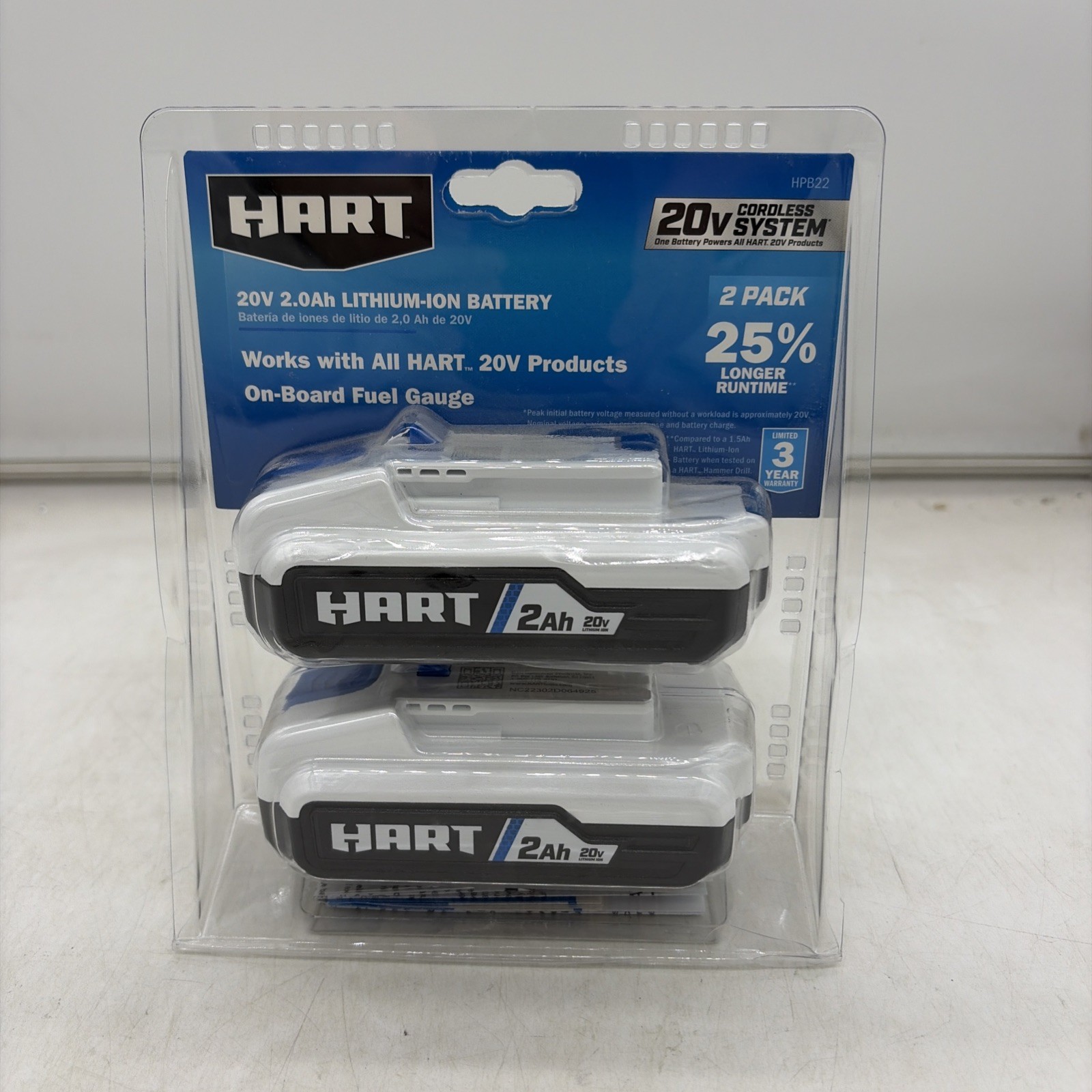 HART 2-Pack 20 Volt 2.0Ah Lithium-Ion Battery Brand New in Original Package