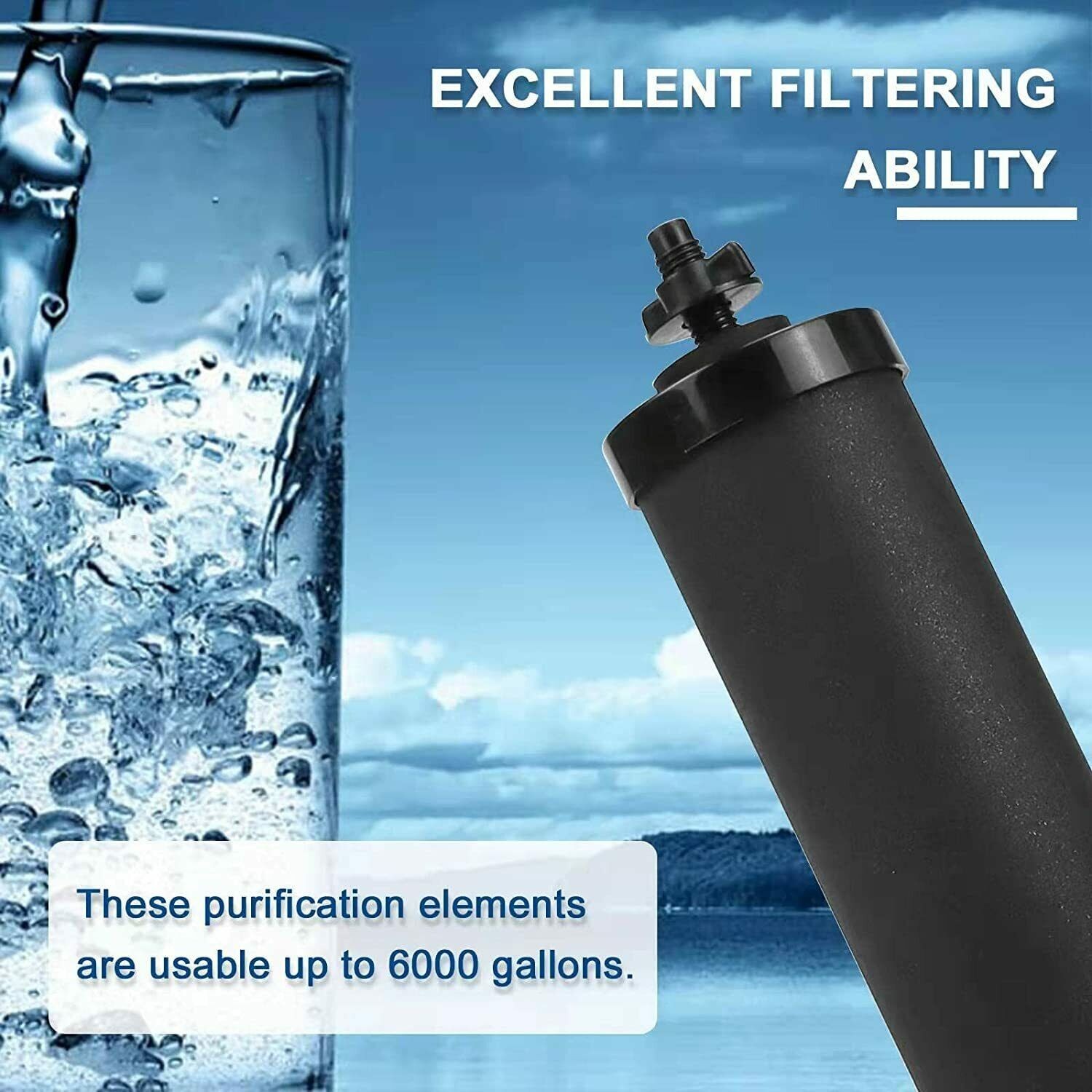 4 Packs Replacement Gravity System Filters BB9-2 Black For Berkey Water Filter