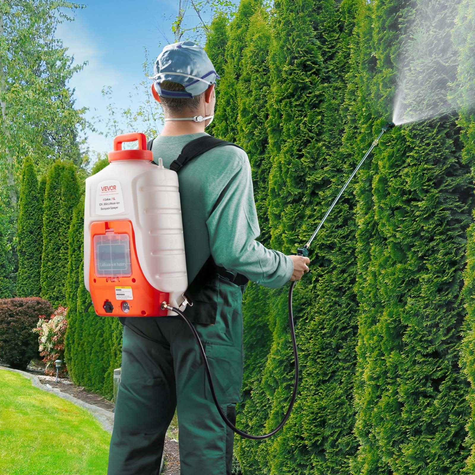VEVOR Battery Powered Backpack Sprayer 4 Gal Tank 0-90 PSI Adjustable Pressure