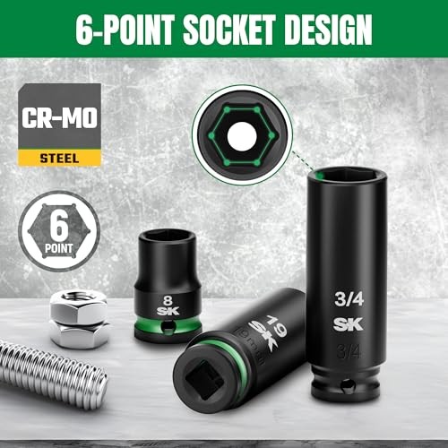 3/8″ Drive Impact Socket Set, 40-Piece Deep & Shallow Sockets, Metric 8 to