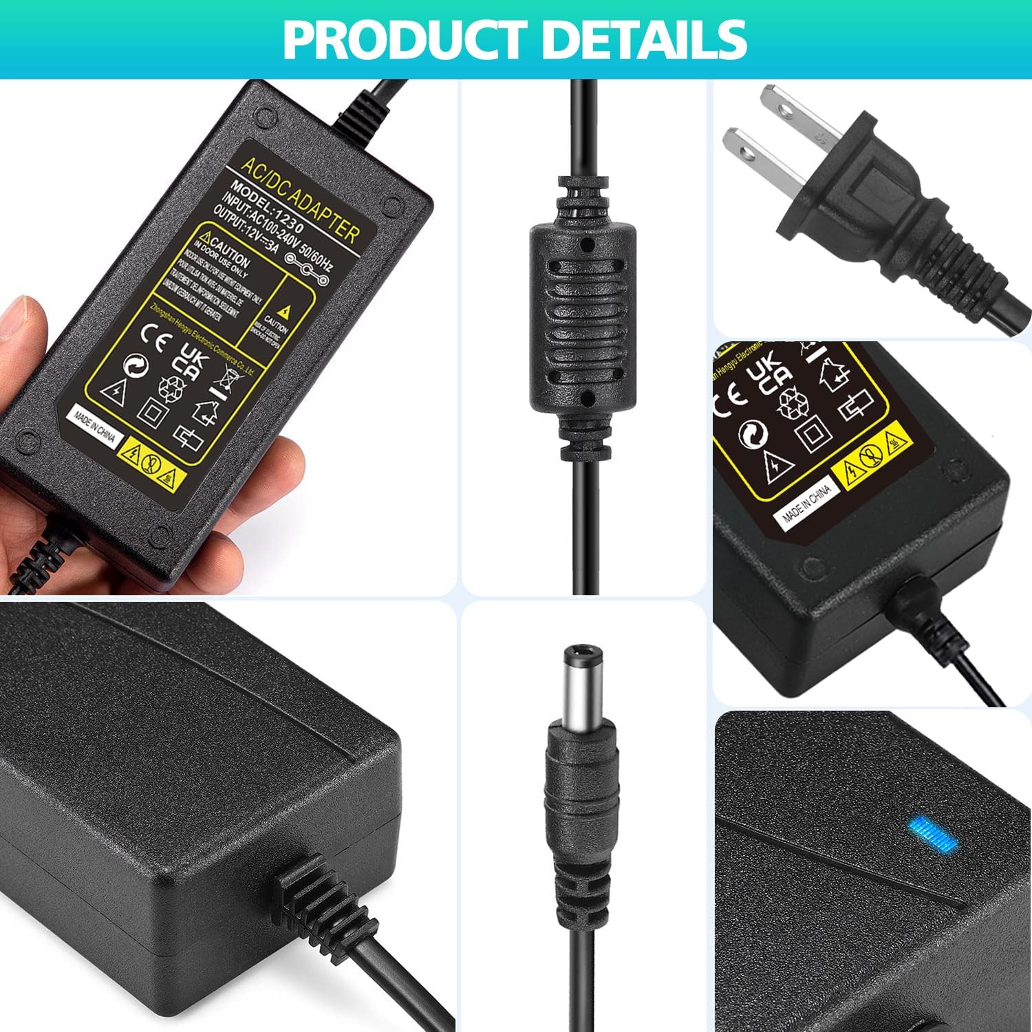 12V 5A 5 AMP 60W DC Power Supply Adapter Transformer LED Strip CCTV PC 5050 USA