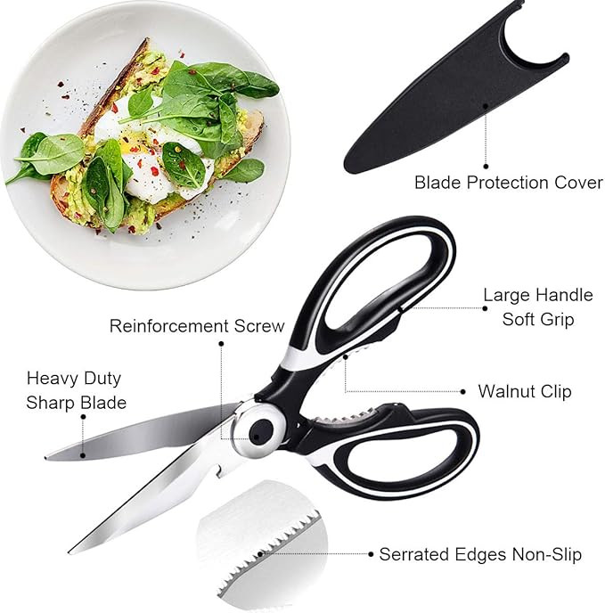 Stainless Steel Kitchen Shears Heavy Duty Scissors for Meat Fish Chicken Bones