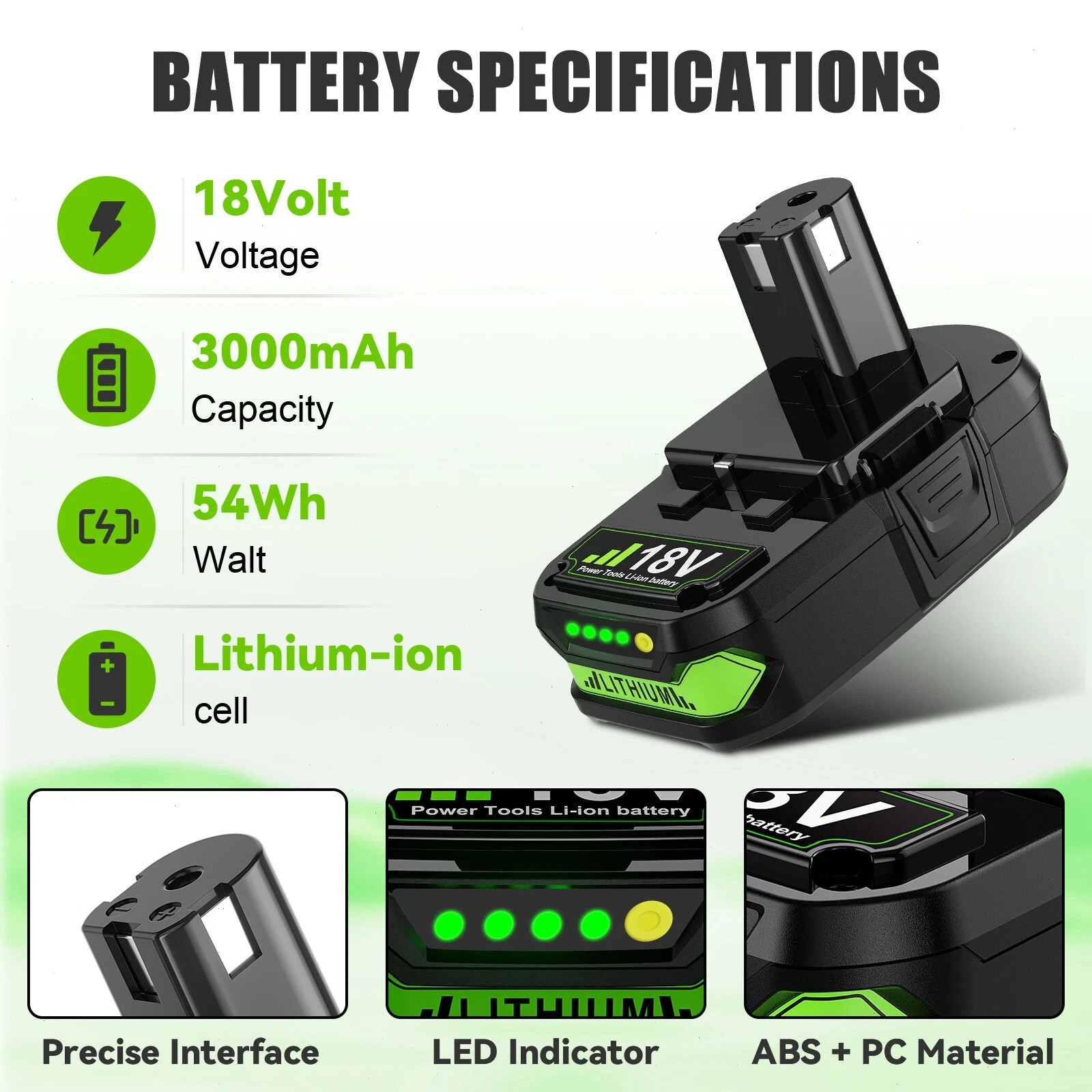 2X 3.6Ah Replacement For Ryobi 18V Lithium Battery P102 P103 P105 P107 P108 P109