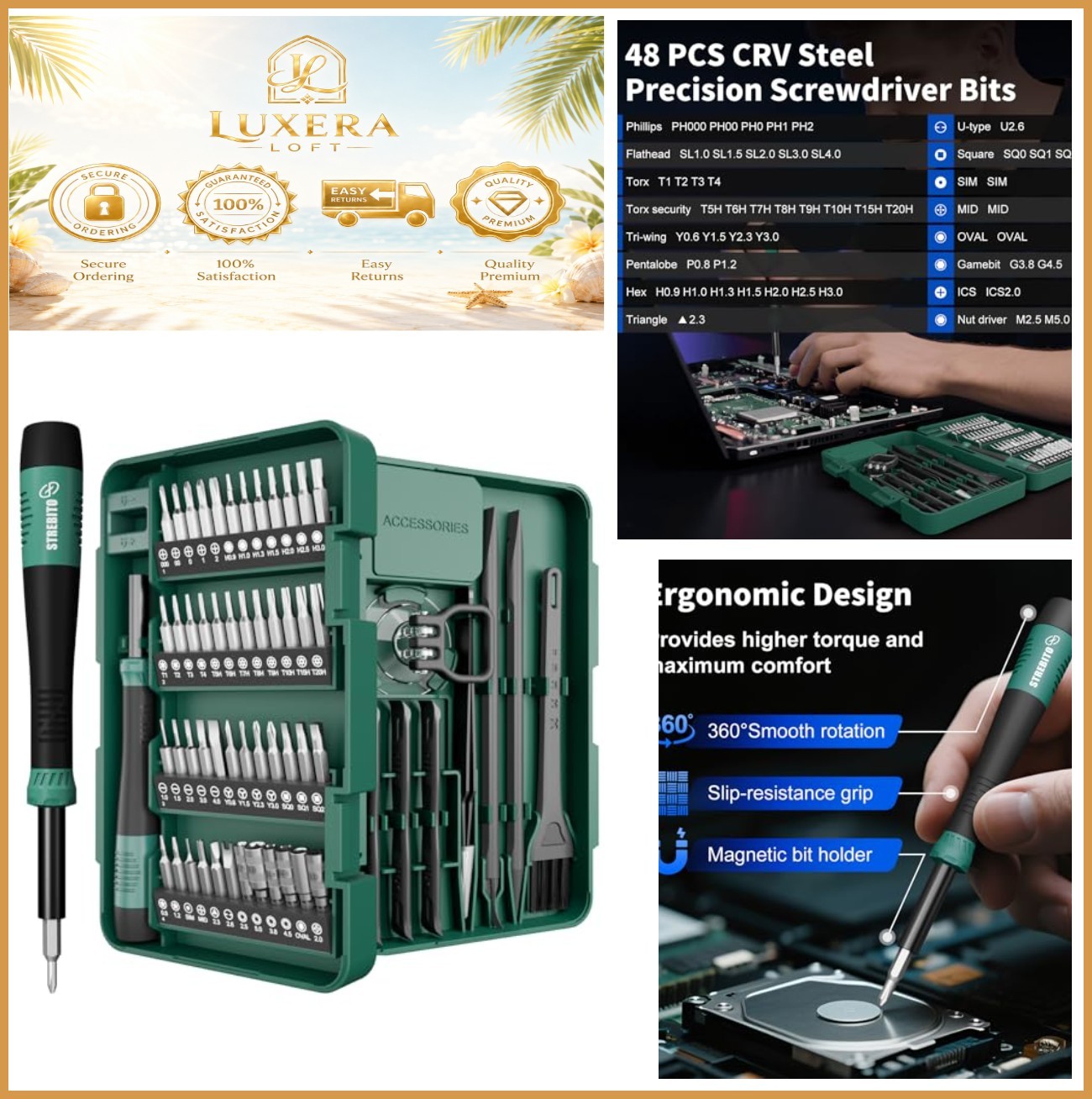 NEW 64PCS Precision Screwdriver Set Magnetic Electronics Repair Kit 48 Bits