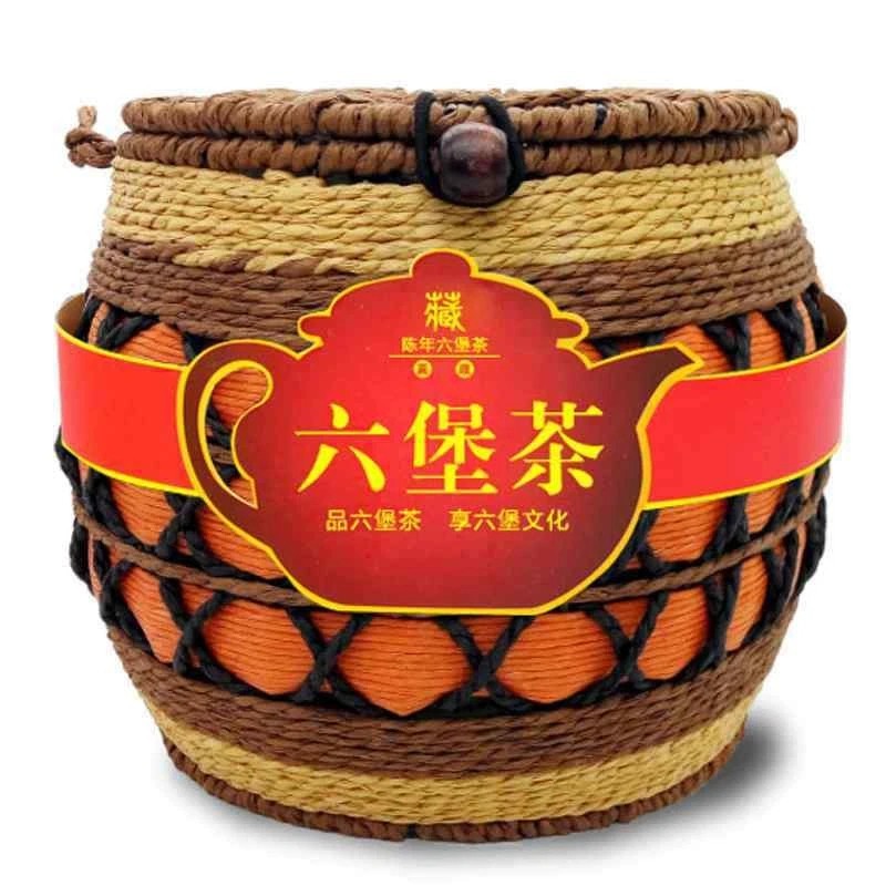 1000g Premium Wuzhou Liu Pao Hei Cha Liu Bao Aged Black Dark Tea In Basket