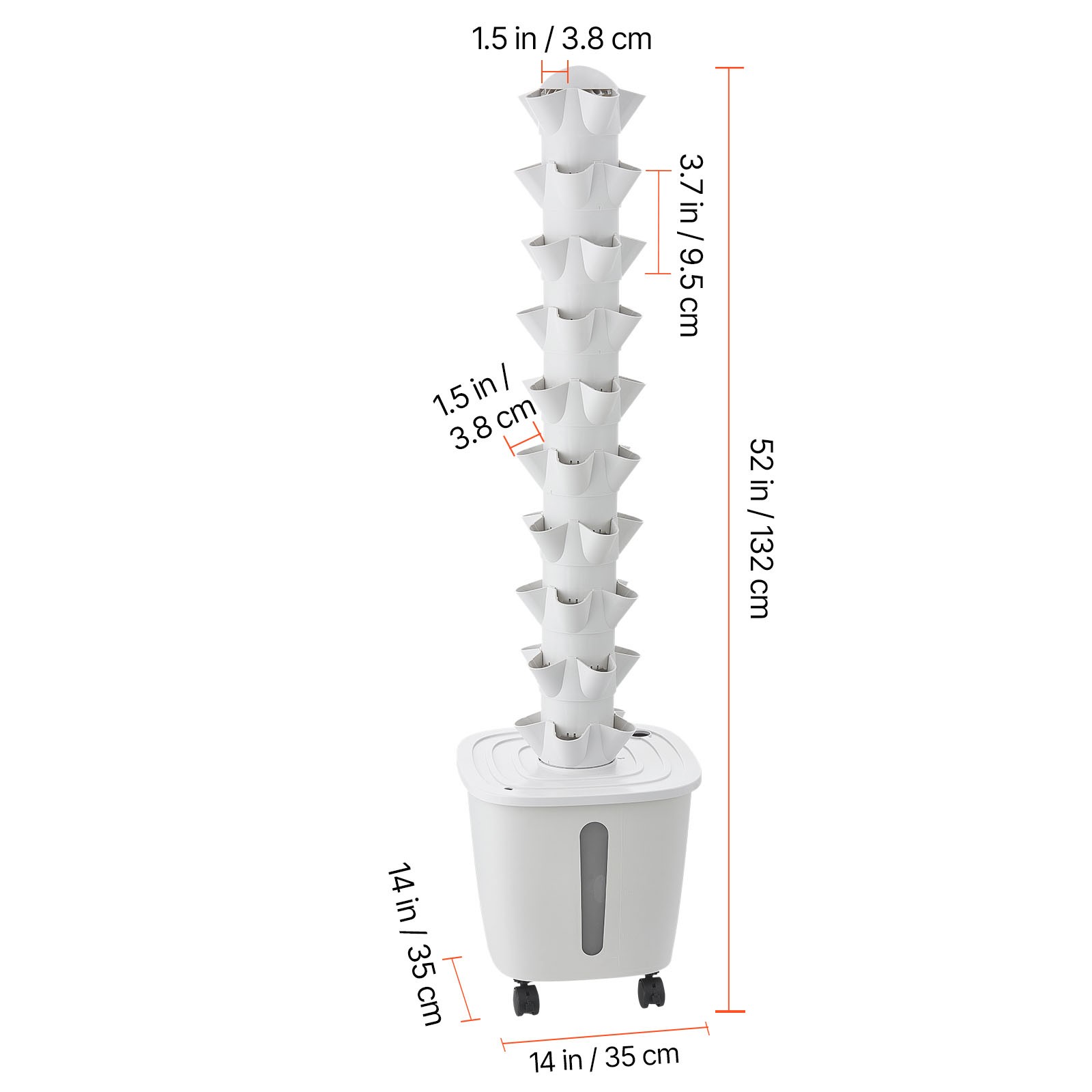 Uimoso Hydroponic Tower System with 50Pods and Mobile Base Vertical Gardening